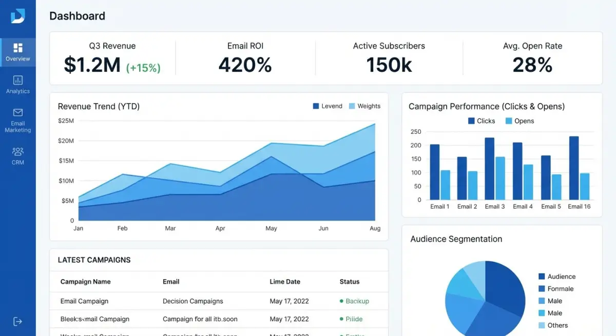 Business analytics dashboard with AI insights