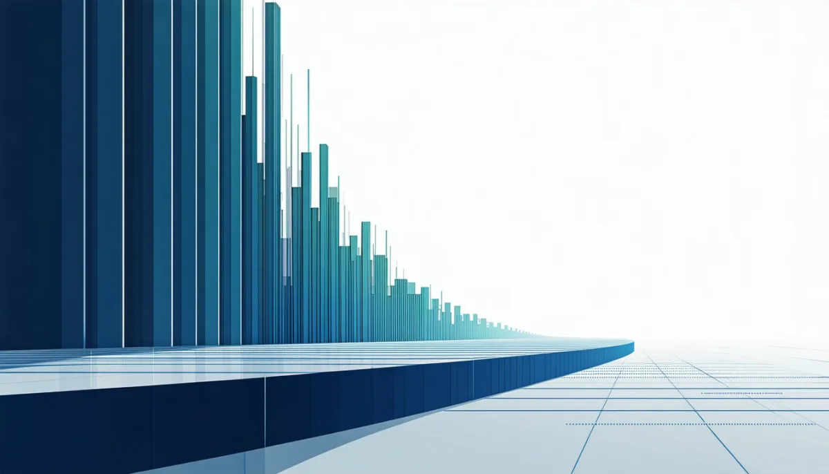 A long, extremely steeply falling curve made of bars