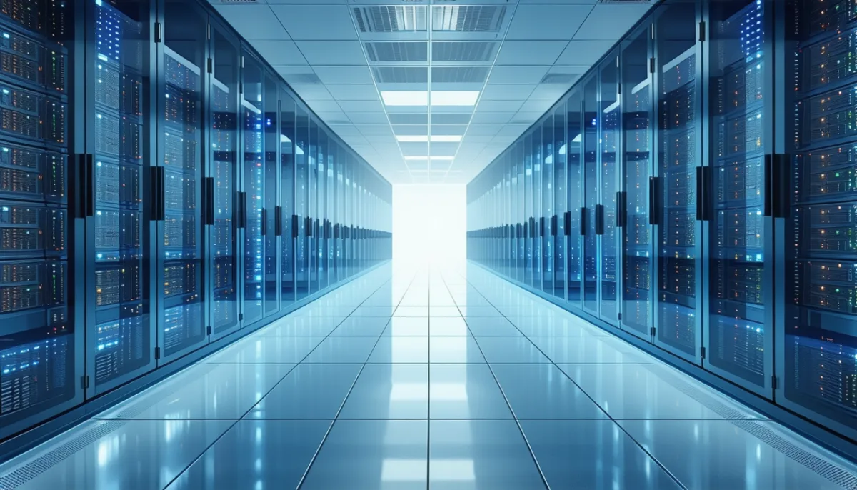 Two paths in a server room — stability versus modernity, the core dilemma when choosing between Debian and Ubuntu
