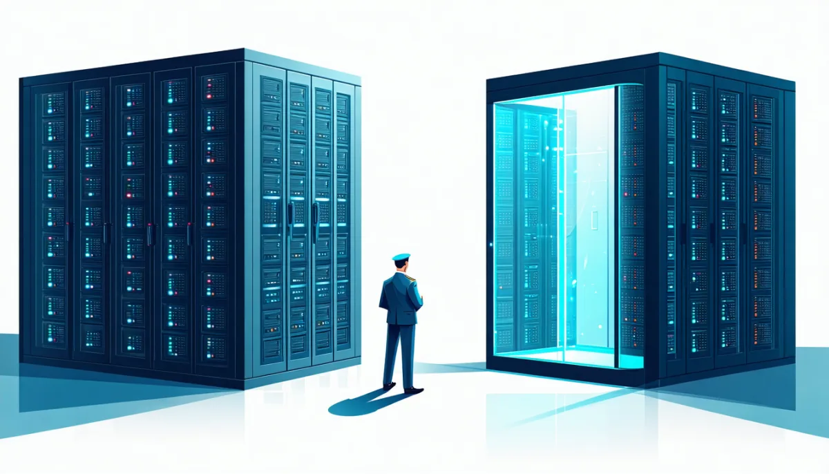 Comparison of the Debian and Ubuntu Server package archives: one uniformly maintained pool versus a split into a small supported and a large community-maintained area