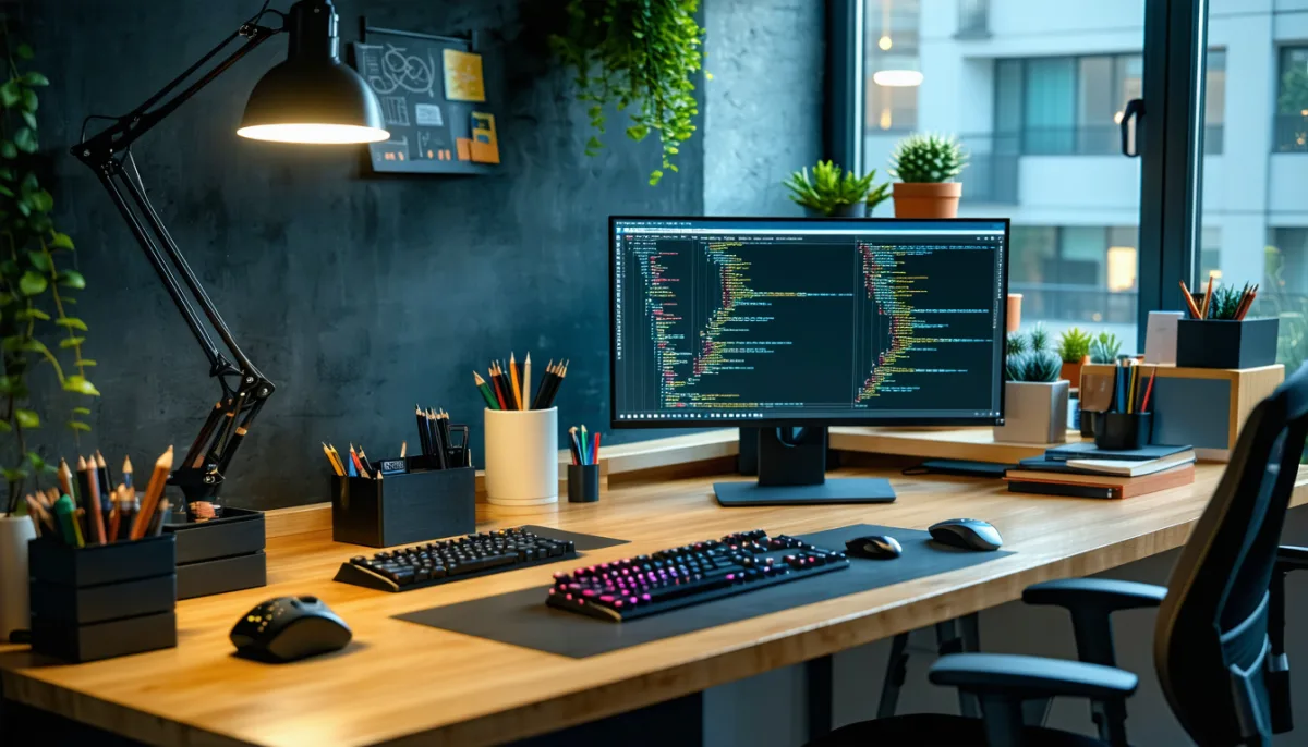 Developer workstation with Linux, code editor and Docker