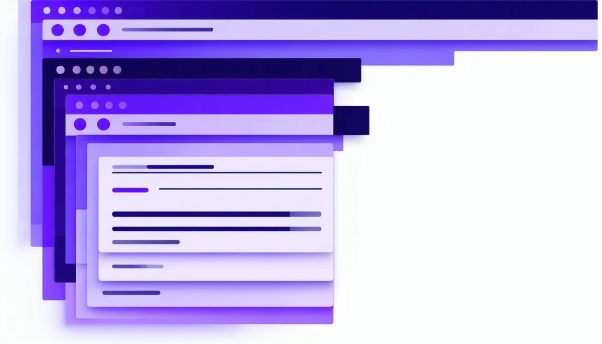 Exploded diagram of a browser window split into colour layers