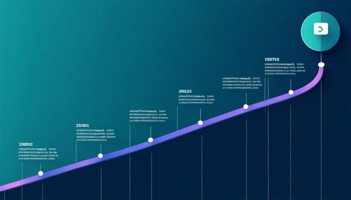 Ascending staircase with glowing milestone markers, illustrating long-term career progression in web development