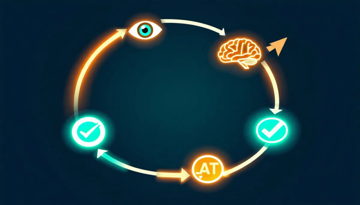 The loop of an AI agent: observe, think, act, verify