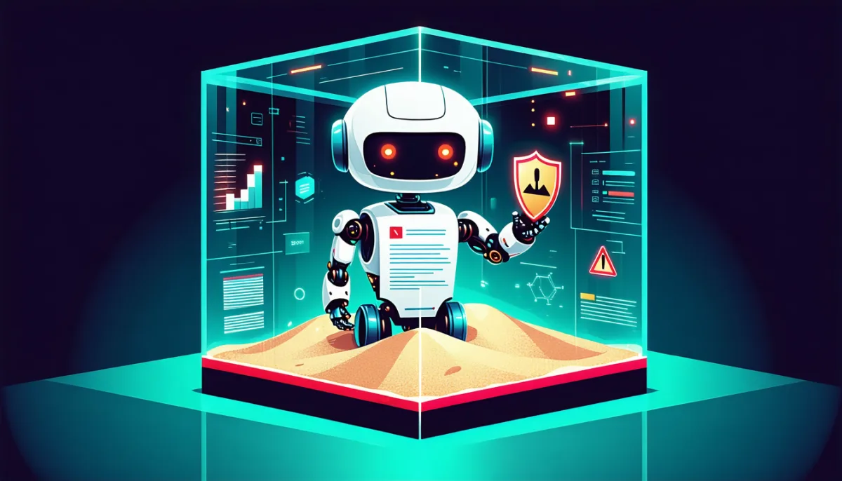 An AI agent inside a shielded sandbox with an approval button