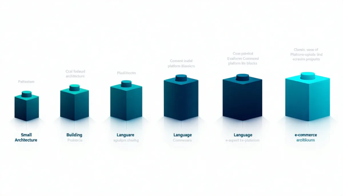 Six different e-commerce platforms shown as building blocks side by side for direct comparison