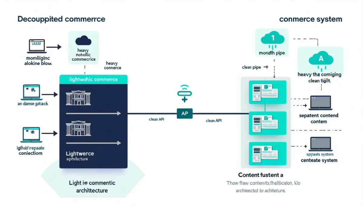 Decoupled architecture: a commerce system and a content system connected through an API