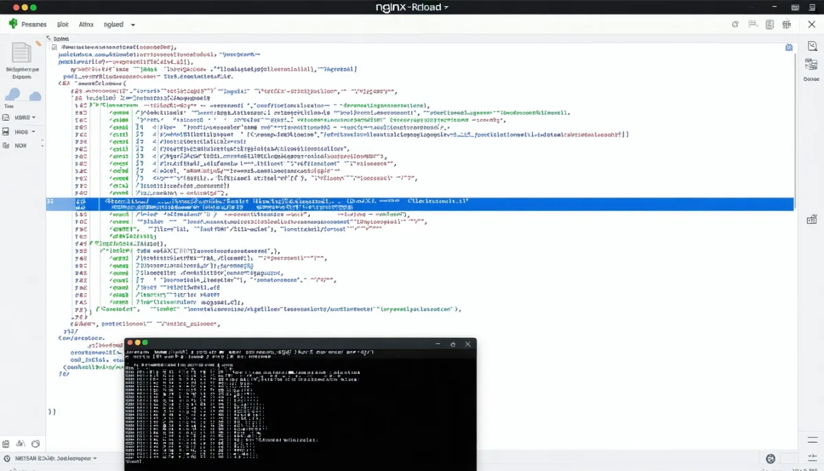 Nginx Reverse Proxy Konfiguration im Code-Editor