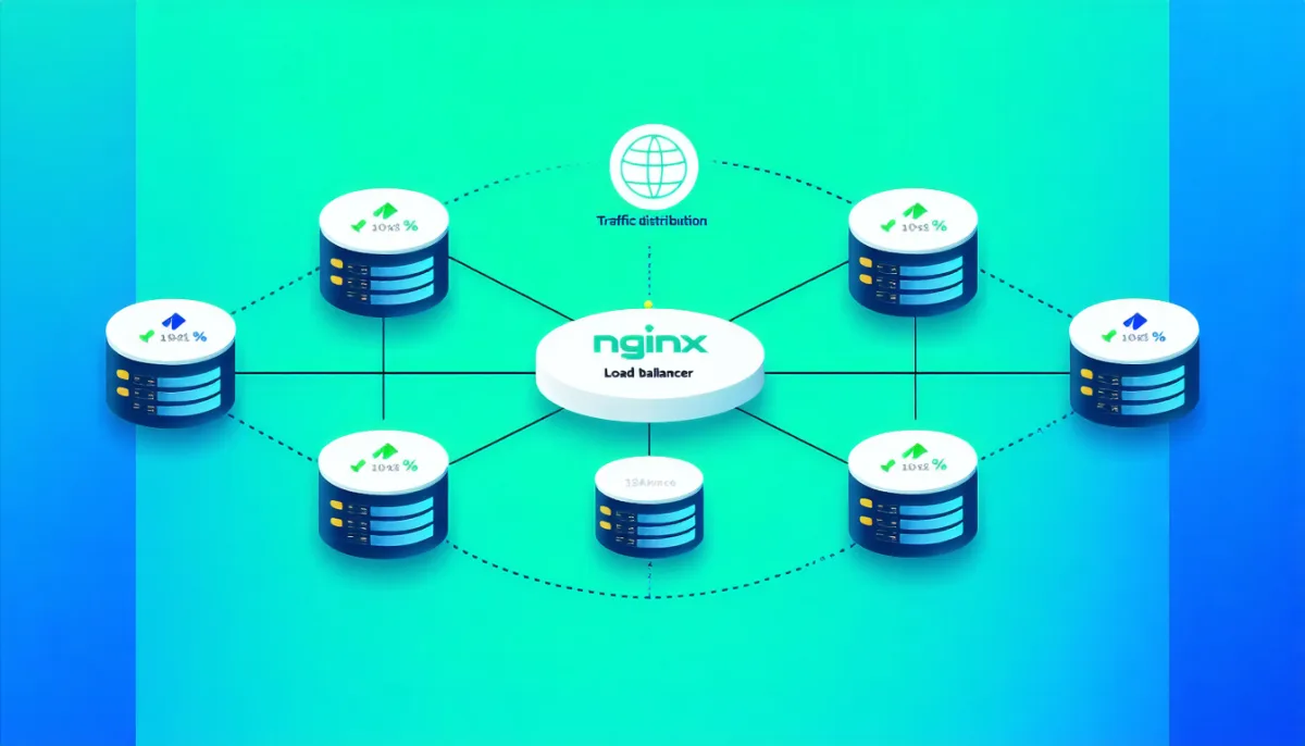 Nginx Load Balancing Diagramm mit Traffic-Verteilung auf mehrere Server