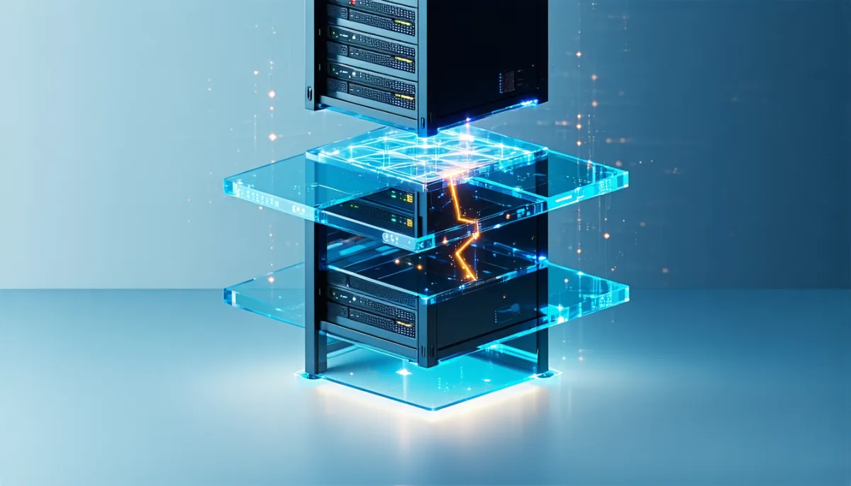 A stack of layers made of server, PHP, plugins and website, with a fault line through the PHP layer