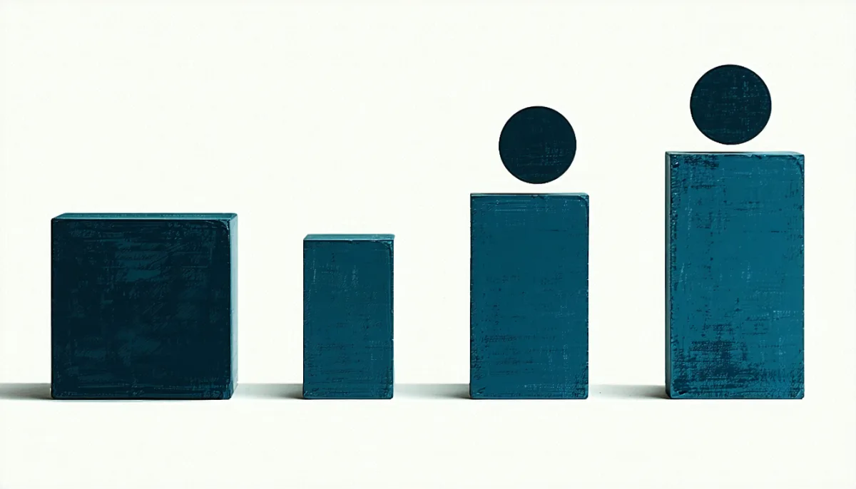 A box on the left, three separate rectangles on the right each carrying its own weight