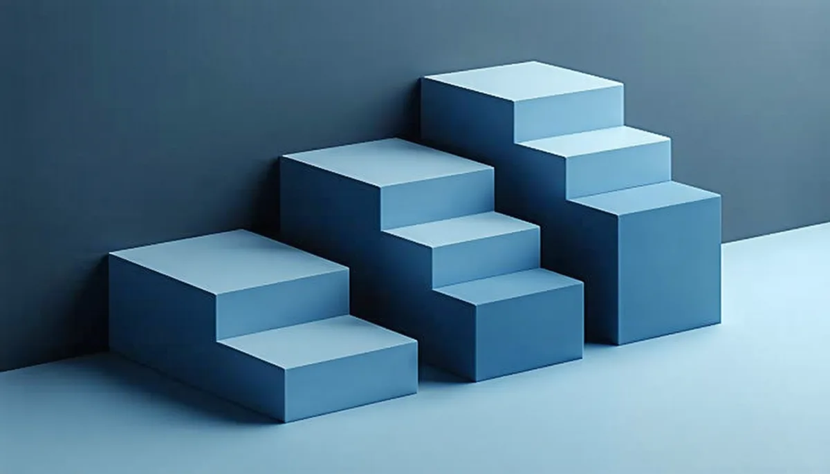 Abstract pricing tiers: descending steps as quantity increases