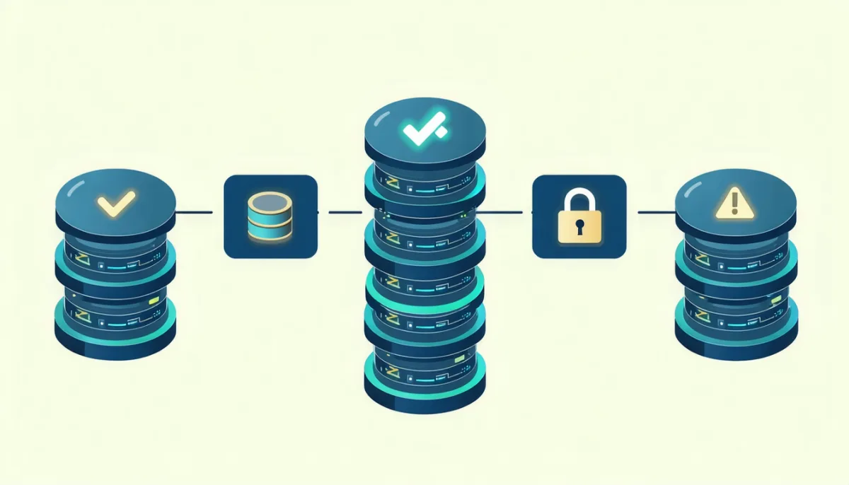 A checklist of server prerequisites as a vertical stack with checkmarks and one warning