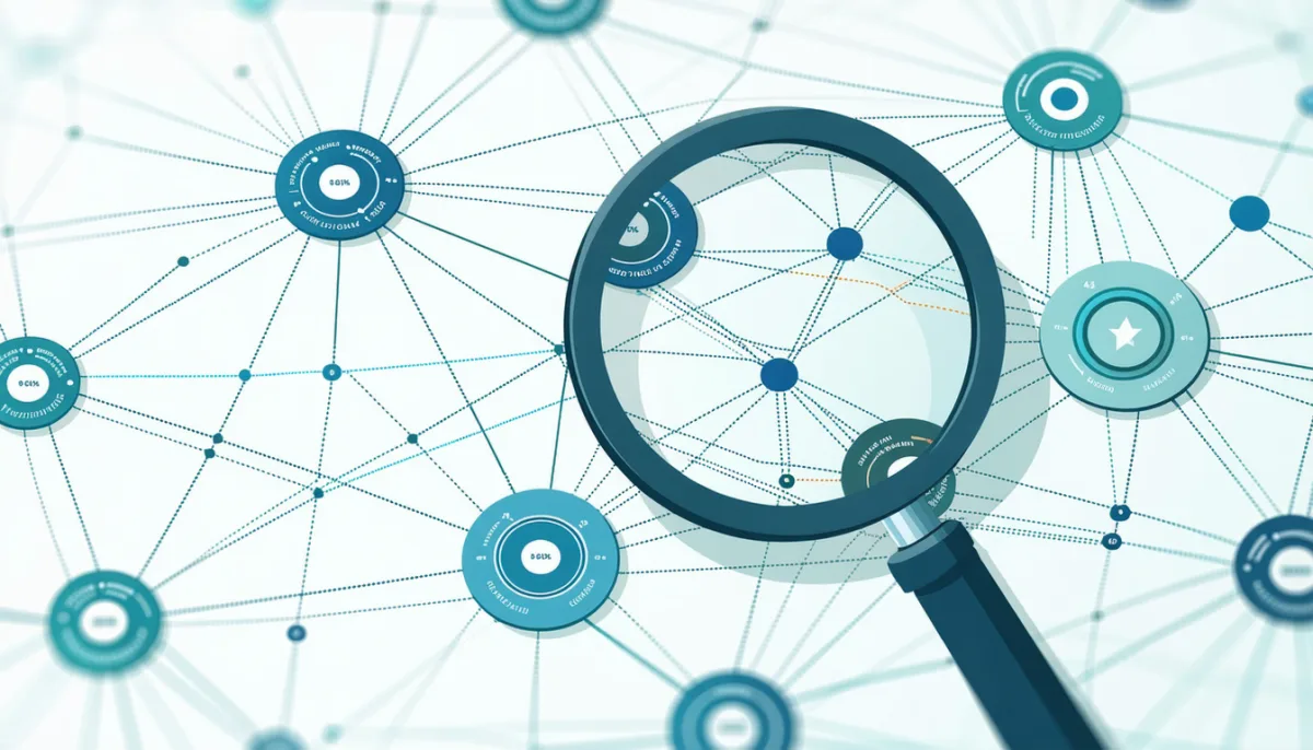 Backlink network visualisation with connected nodes – the core strength of Ahrefs in the SEO tool comparison