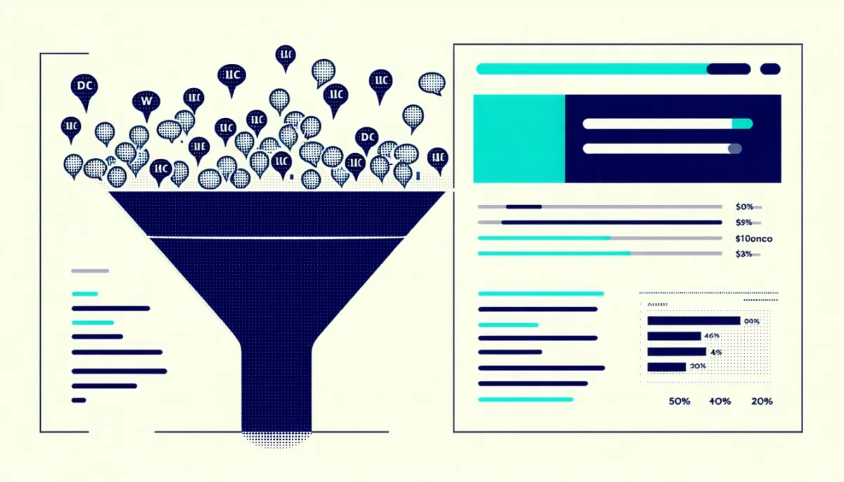 Keyword research funnel with search volume and difficulty metrics – a core feature of both SEO tools