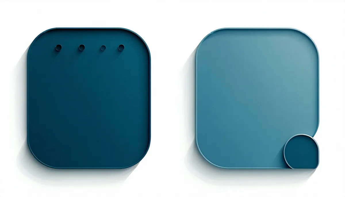 Two abstract interface panels: a vertical bar on the left one, a horizontal bar with a corner element on the right