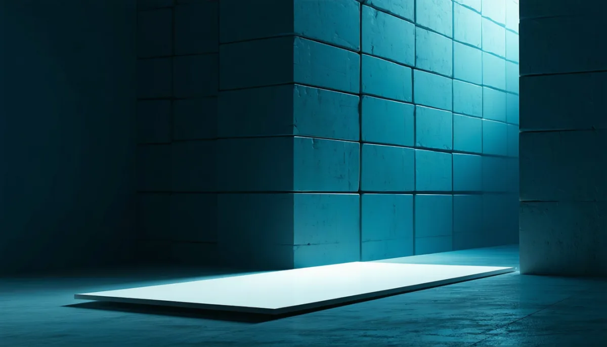 A single glowing sheet in front of an enormous stack of dark blocks — a tiny theme outweighing a whole pile of packages