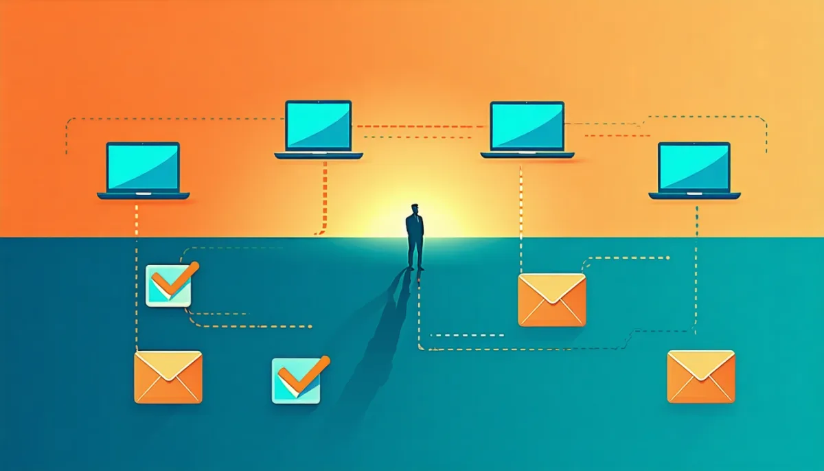 Decision flowchart with branching illuminated paths leading to different browser options depending on use case